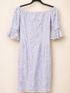 Lace Dress | Lavender Off Shoulder Dress | Wedding Guest / Bridal Shower Dress